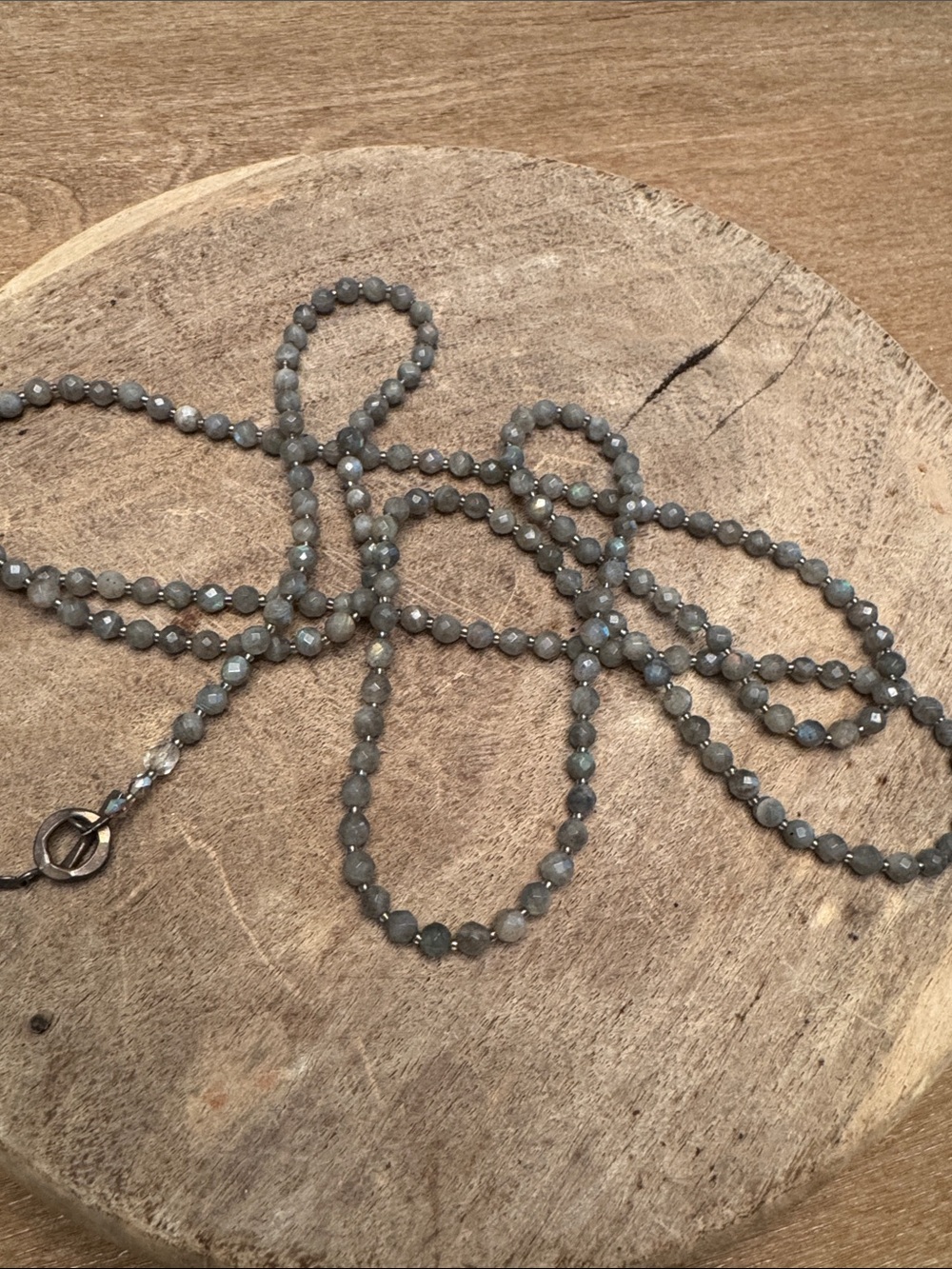 Labradorite Beaded Necklace - Gray Gemstone Strand